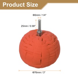 HARFINGTON 3pcs Ball Buffing Polishing Pads 3 Inch Medium Cut Sponge Car Wheel Polishers Detail Polisher Tool with 1/4" Dia Shank for Automotive Car Metal Plastic Ceramic, Orange