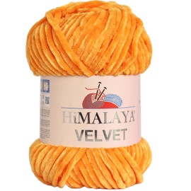Himalaya Velvet Yarn, Bulky Yarn, Knitting Crochet Chenille Yarn for Amigurumi 120m 100g (Orange 90068)