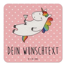 Mr. & Mrs. Panda Personalisierter Bierdeckel Einhorn Cocktail 25er Set - Personalisierte Geschenke, Glitzer, Tischdeko personalisiert, Caipirinha,