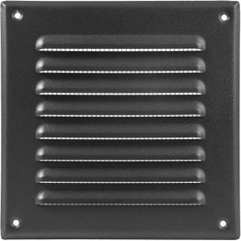 ECOPRO VENT Square Ventilation Grille / 5" x 5" Inch Inside Measurement/Black Metal Air Vent Louver - Inside/Outside use / 6.5" x 6.5" Inch Outer Measurement