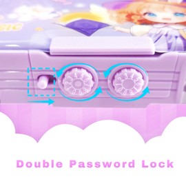 Lilybeauty Pencil Case, Pencil Case, Elementary School Students, Girls, Boys, Double Sided Opening, Multi-functional, Password, Lock, Shaving, Pencil Sharpener, Stationery, Cute, purple, Pencil Case