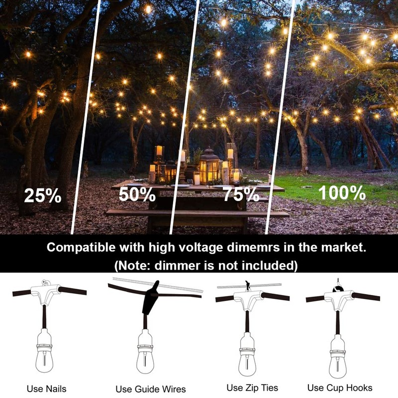 SUFEIMAS Outdoor String Lights LED 150FT with 45 Sockets 48pcs