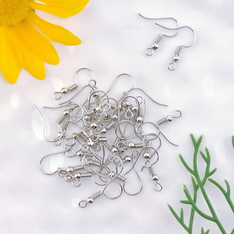 100 pares de ganchos de color rodio para arete franceses,