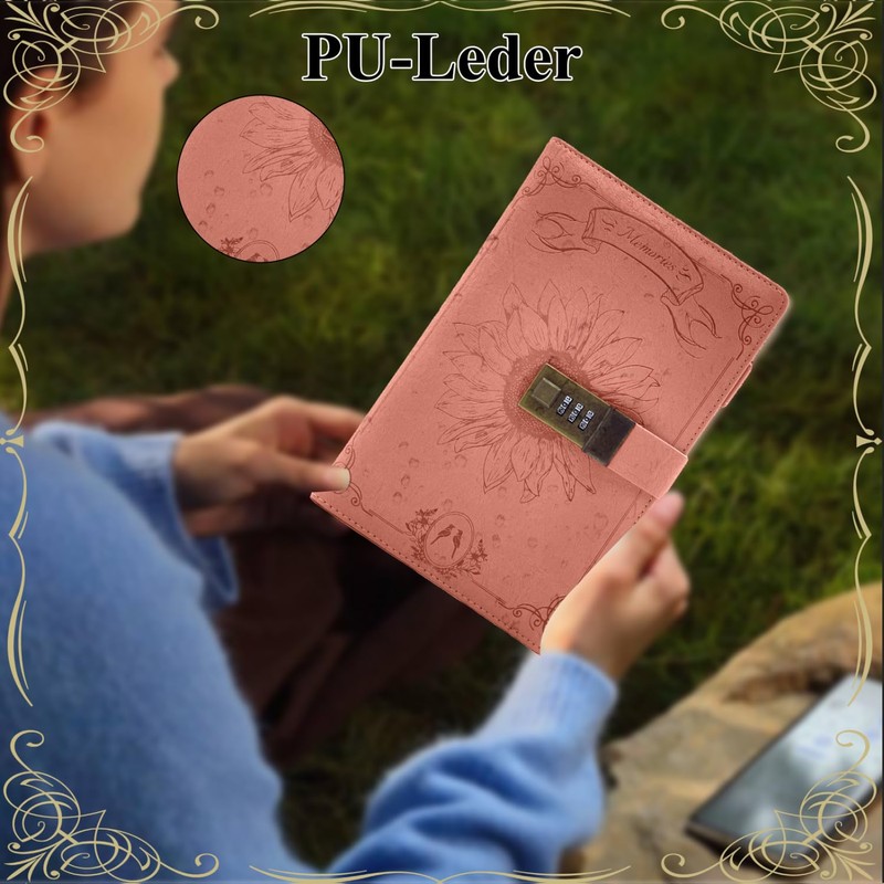 GOORAIFU Diary with Lock for Girls and Women, A5 PU
