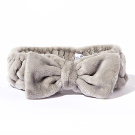 GIOVANNI Multi-Purpose Spa Headband - Eco Chic Beauty, Cute Bow Stylish and Functional Design, Adjustable, Super Soft Fabric, Smooth and Comfortable Texture, Beauty Essential - Gray (Pack of 1)
