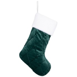 BHD BEAUTY Christmas Stockings 1 Pack Green Velvet Diamond Large Soft Luxury for Family Decorations Hanging Ornament Xmas Tree Holiday Party 21 inches