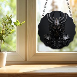 Lace Shaped Colored Acrylic Window Hanging, Demon Dark Armor Horns Fashion Decoration Kitchen, Living Room, Wall Hanging Art Decorative Gift, Office, Home, Outdoor Decoration