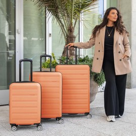 Traveler's Choice Snowcreek Hardside Expandable Spinner Luggage, Tangerine, 30" Large