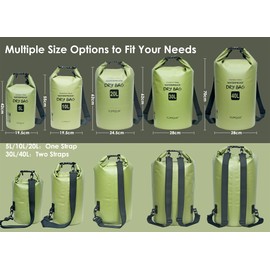 YUMQUA Dry Bag Waterproof Bag 5L 10L 20L 30L 40L Waterproof Bag Pack Sack for Kayak Boat Fishing Rafting Camping Snowboarding Swimming Water Sports, Army Green, Waterproof bag pack sack