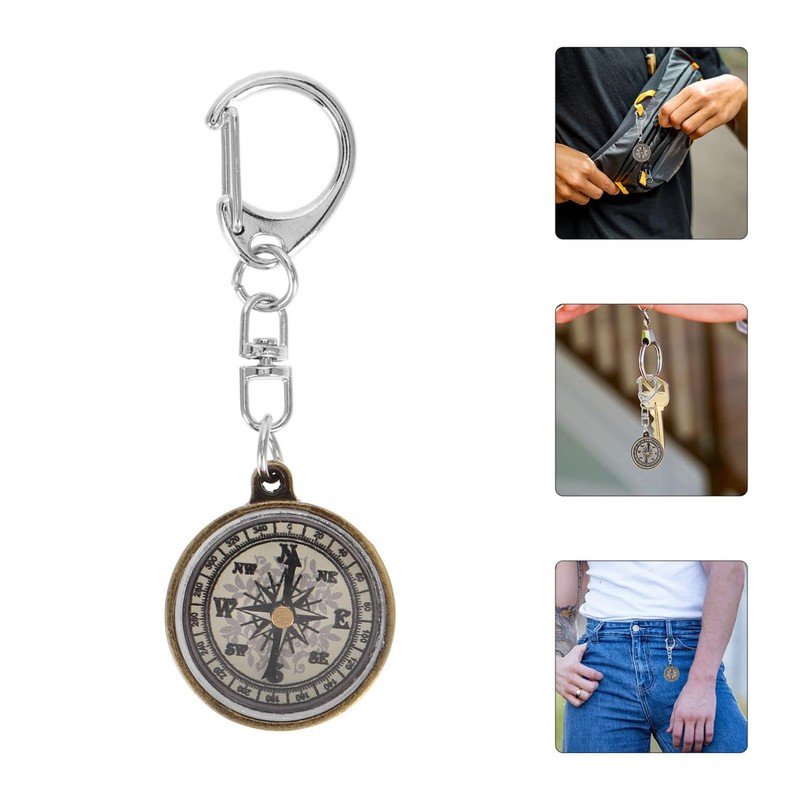 WHAMVOX Robust Copper-zinc Alloy Compass Keychain Portable Compact Pocket Compass