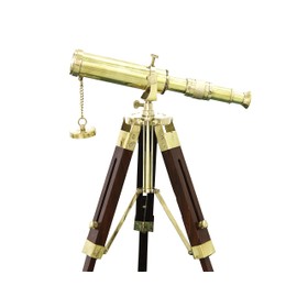 Shiny Brass Wooden Stand Tabletop Wooden Telescope Home Decor Antique Handmade Tripod Telescope Desktop Decorative