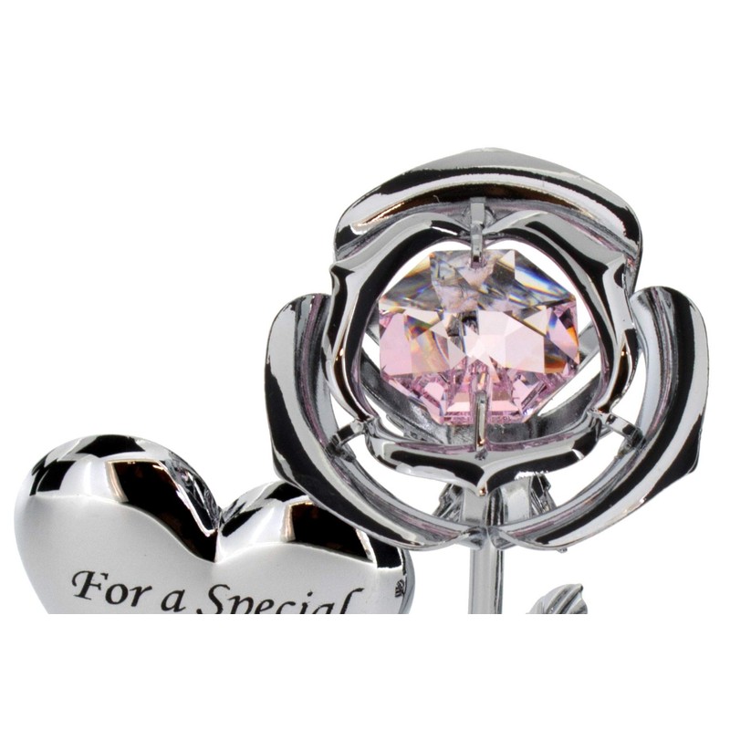 Crystocraft Chrome Plated Rose & Heart Ornament (SISTER)