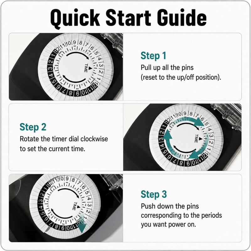 24 Hour Mechanical Outdoor Timer for Lights – 15A /
