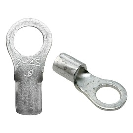 Teansic 100Pcs #8 Stud Size Ring Terminals,Non-Insulated AWG16-14 Red Copper Crimp Ring End Terminal,O-Type Wire Lugs Battery Cable Connector