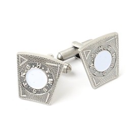 The Masonic Collection - Mark Degree Keystone Cufflinks - Silver Plated - Comes in Velvet Pouch/Cufflink Box Option - A Useful Gift Accessory for Freemason Men