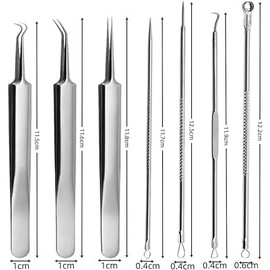 Kit de herramientas para eliminar espinillas, paquete de 7 herramientas de acero inoxidable para limpieza de manchas, herramienta de belleza facial para acné, comedia, espinillas, manchas