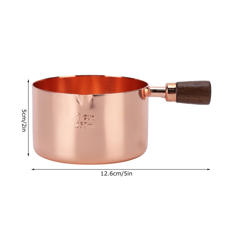 Sauce Pan Wooden Handle Rose Gold Stainless Steel Sauce Pot