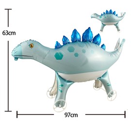 4D Wheel Walking Balloons Animal Foil Balloons Children Gift Toys,Jungle Safari Animal Theme Birthday Party Decorations Supplies. (Stegosaurus)