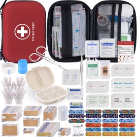 Gifts for Men Christmas Mini First Aid Kit - 144pcs Emergency Medical Kit with Water-Resistant Hard Case for Home, Travel, & Outdoor - Portable First Aid Supplies for Minor Cuts, Burns, Bites & Stings