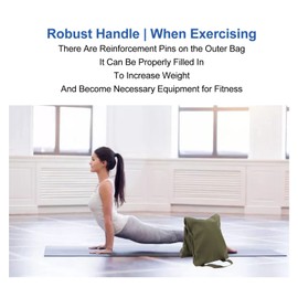 SPYMINNPOO Yoga Sandbag, Military Green Yoga Sandbag with Handle, Portable, Fillable, Yoga Canvas Sandbags for Yoga Weights and Training