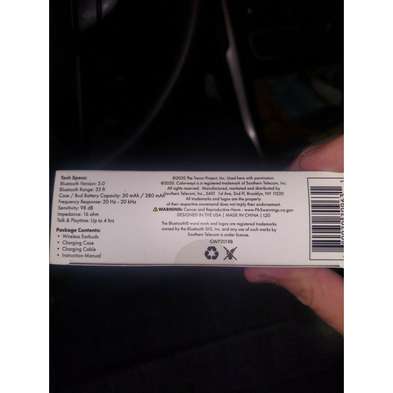 Colorways PRIDE True Wireless Earbuds Trevor Project