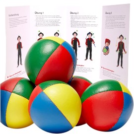 Juggling Balls Set of 5 Four Colours Professional Juggling Balls for Advanced Users Lie Good in the Hands Thanks to Filling with Millet. With Juggling Instructions (English language not guaranteed).