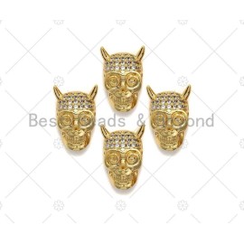 CZ Micro Pave Skull Spacer Beads, Micro Pave Cubic ZirconiaBeads, Monster Head
