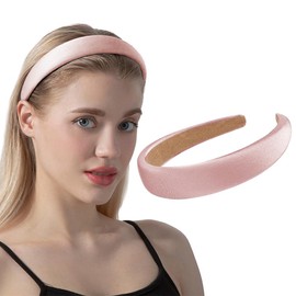 1.2 Inch Wide Solid Colors Padded Headband with No Teeth Hair Bands Non Slip Fashion Head Band for Women and Girls(Pink)
