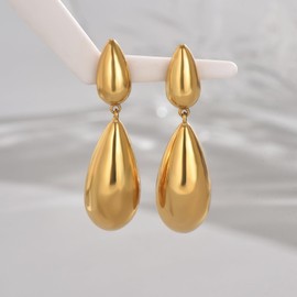 JotCa Gold Chunky Earrings for Women 18K Gold Plated Waterdrop Earrings Hypoallergenic Lightweight Teardrop Drop Dangle Earrings Fashion Jewelry