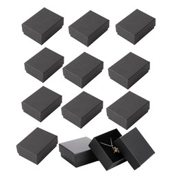 12 pcs jewelry gift box,gift boxes with lids,Cardboard Jewelry Box,bracelet Necklace Earrings Ring Pendant Jewelry boxes (black,3.35x2.56x1.38)
