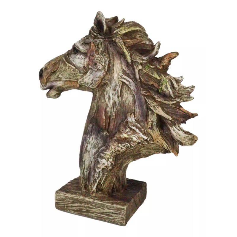 Faux Driftwood Equine Beauty Mustang Horse Head Desktop Plaque Sculpture