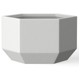 Kante Hexagon Concrete Planter, 7.9 Inch Tall Outdoor Indoor Flower Pots with Drainage Holes and Rubber Plug for Home, Patio, Garden, White