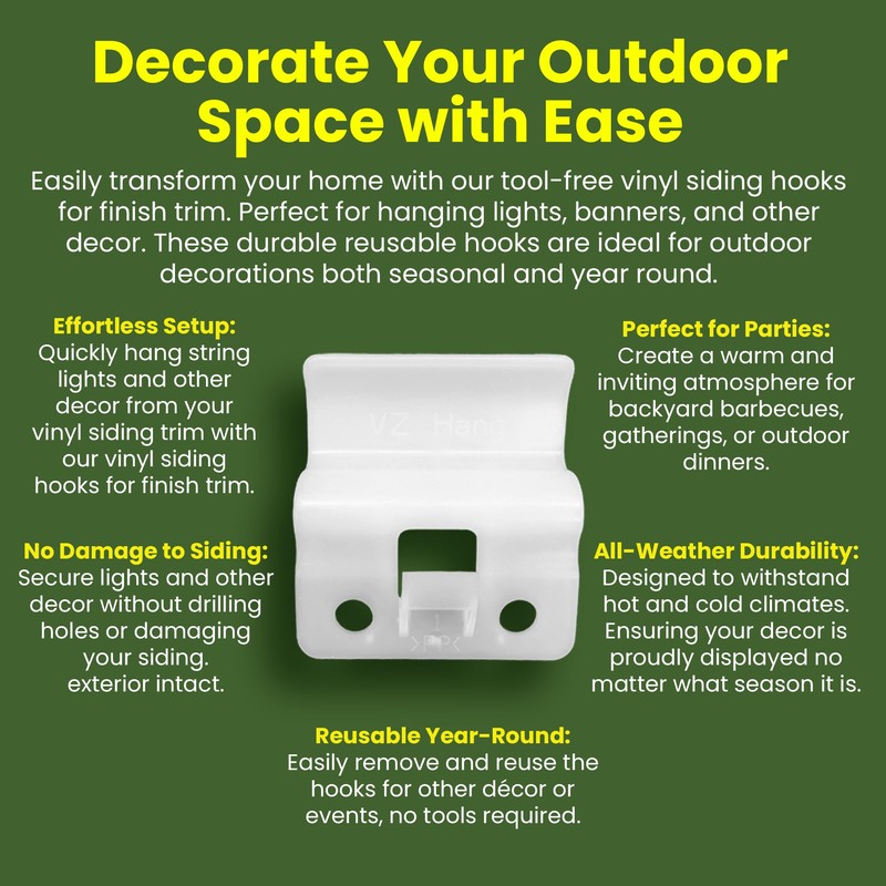 VZ HANG Vinyl Siding Hooks for Finish Trim - Outdoor