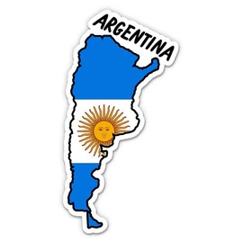 Squiddy Argentina Map with Flag - Vinyl Sticker for Car, Laptop, Notebook - 5"