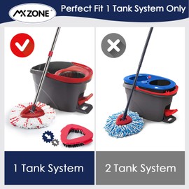 Spin Mop Head Replacement Base Handle for O Ceda EasyWring 1-Tank System, 3 Pack 40% More Cleaning Power Mop Replace Heads, 1 Mop Handle, 1 Mop Base and 1 Mop Base Scrub Brush Combo Set