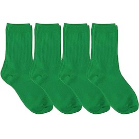 juDanzy 4 Pack of Crew Height Boys or Girls Socks for School Uniform, Sports and Casual Wear (10-15 Years), Green