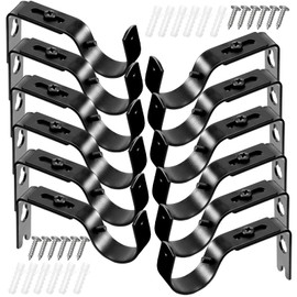 Frienda 6 Pairs Curtain Rod Brackets General Adjustable Curtain Rod Holder Wall Bracket Hooks Outside Mounted Blinds Curtain Rod Bracket with Screws for 1 Inch Diameter Curtain Rod (Black)