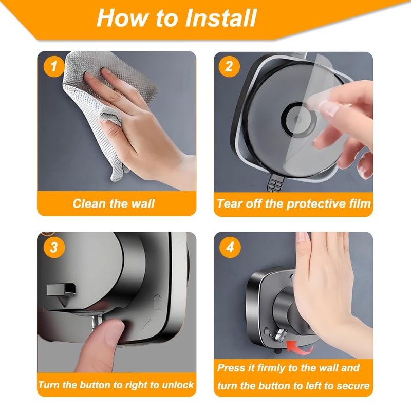 Shower Head Holder Wall Mounted, 360° Adjustable Handheld Shower Head