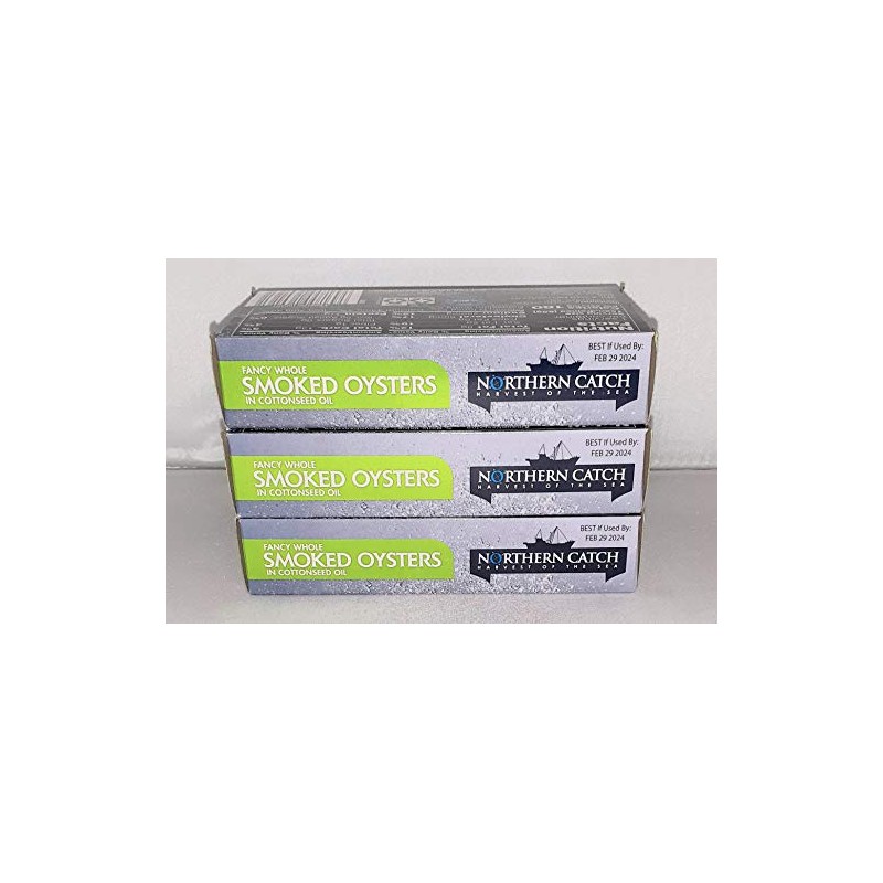 SMOKED OYSTERS IN COTTONSEED OIL, 3 Ounce (Pack of 3)