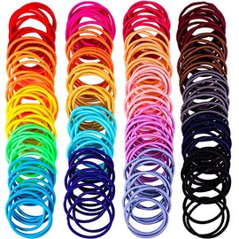 Belicia 100 Pieces No-metal Hair Elastics Hair Ties Ponytail Holders Hair Bands (2 mm x 2.5 cm, Multicolor)