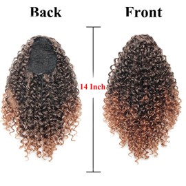 XSASLYET 14 Inch Drawstring Ponytail Extension for Black Women, Curly Long Hair Ponytail, Natural Black Pony Tails Hair Extensions with Secure Fit for Easy Daily Wear (T30)