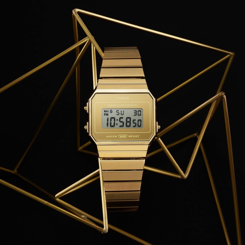 Casio A700WEVG-9A Digital Watch, gold, Bracelet Type