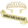 Gold 100th Birthday Sash and Tiara for Women, 100th Birthday