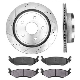 Callahan CDS02599 REAR 352mm D/S 5 Lug [2] Rotors + Metallic Brake Pads + Hardware [fit Aspen Durango Ram 1500 J8]