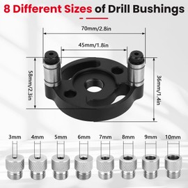 Forbabe Drilling Aid Vertical Drilling Hole Centre Finder with 3/4/5/6/7/8/9/10 mm Drill Bushings (Black)