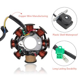 Ignition Stator Magneto AC 8 Pole 5 Wire Coil Scooter For GY6 50CC 60CC 80CC 139QMB 147QMD 152QMI 157QMJ ATV Sunl Roketa Dune Buggy Go Kart TAOTAO Paliden