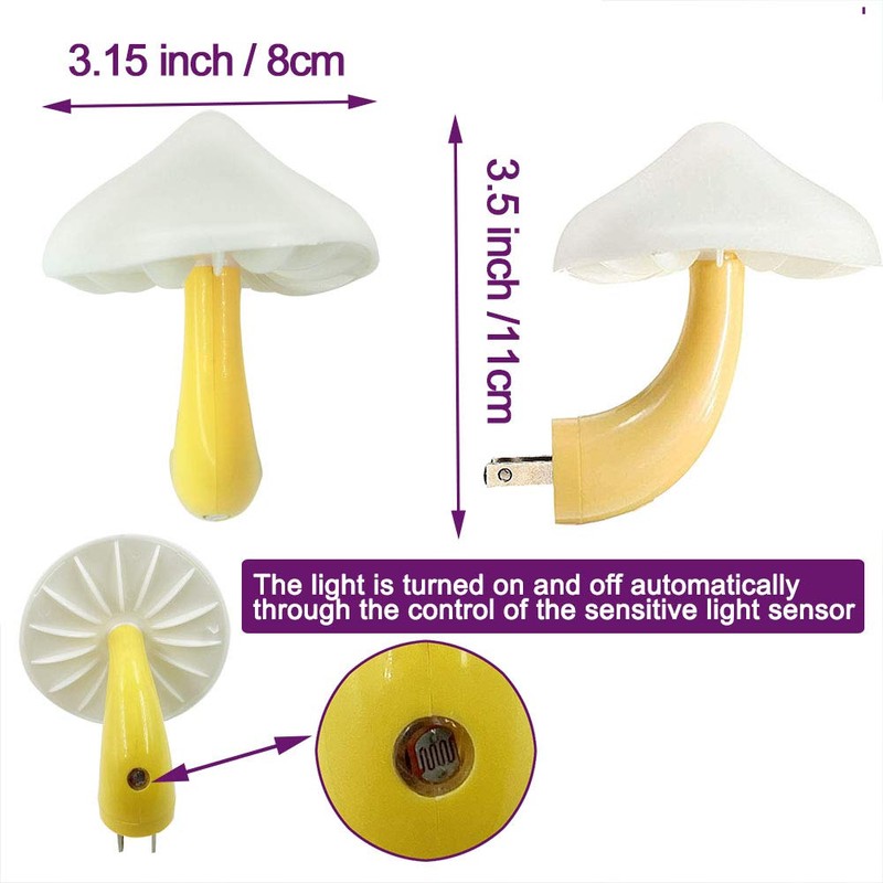 [ 2 Pack ] UTLK LED Mushroom Night Light Lamp