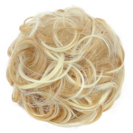 HMDMessy Hair Bun Hair Pieces Elastic Wavy Curly Hair Bun Scrunchies Extensions Synthetic Chignon Hairpieces for Women Girls（Natural Blonde & Lightest Blonde）