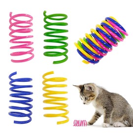 Roontin 12 Pcs Colorful Cat Springs Toys - Interactive Cat Toy BPA-Free Plastic Spiral Springs Recycled Toys Cat Toy for Indoor Swatting, Biting, Hunting Kitten Toys