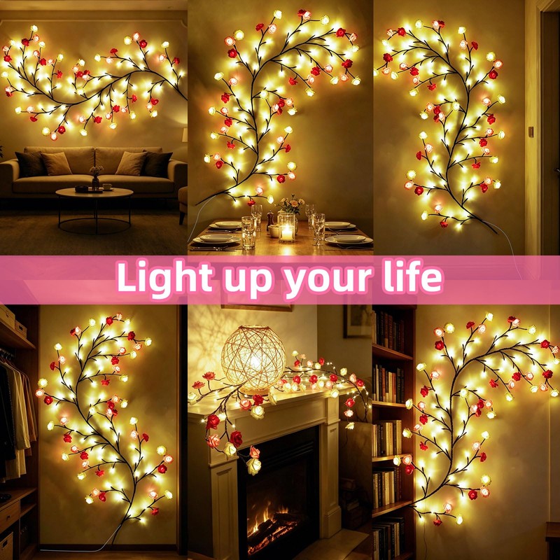 SUPRBIRD Luci Rami di Ciliegio Decorazione Parete, 96 LED con